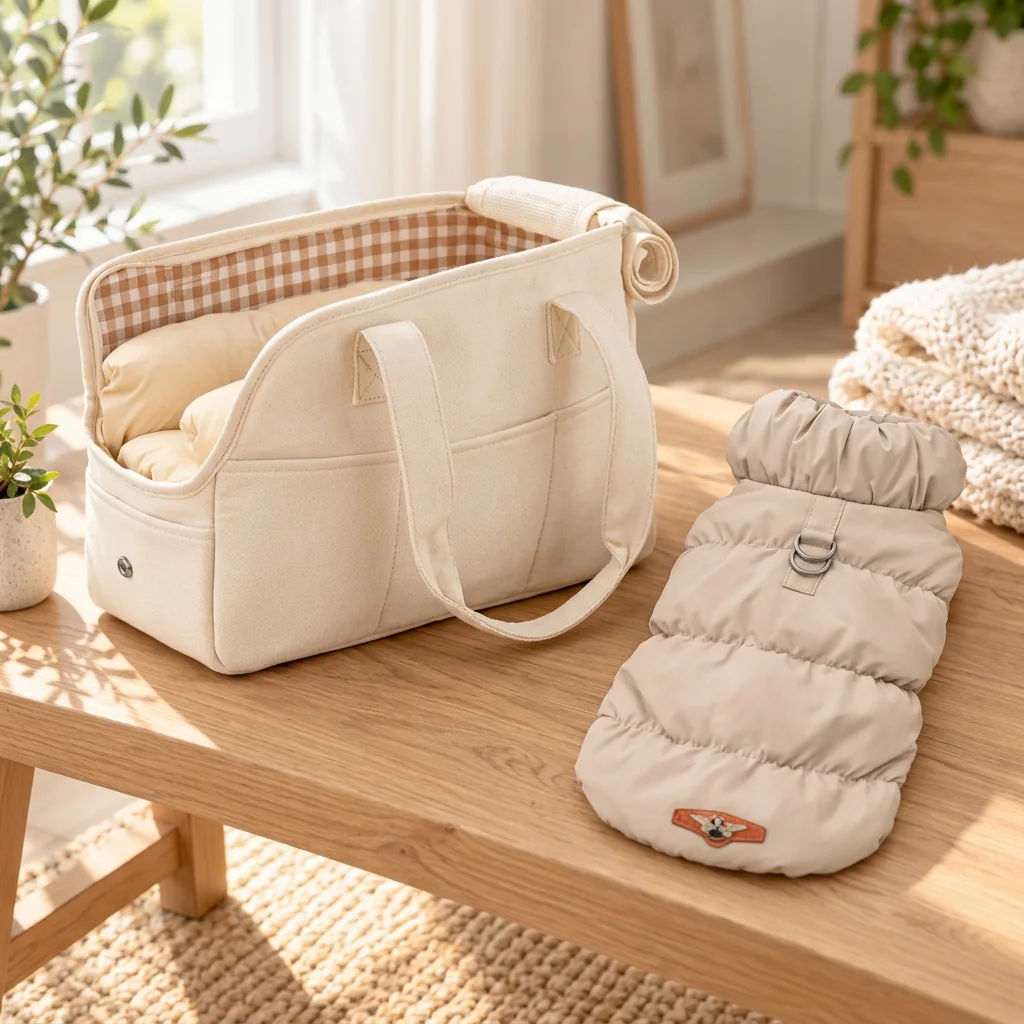Offre Duo : sac de transport et doudoune pour chien